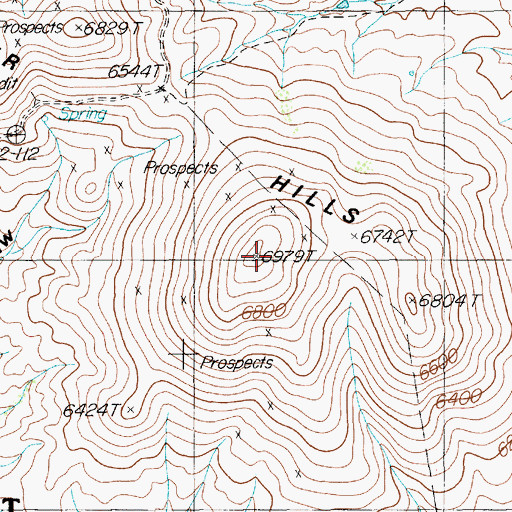 Topographic Map of Huber Hills, NV