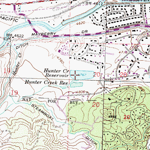 Topographic Map of Hunter Creek Reservoir, NV