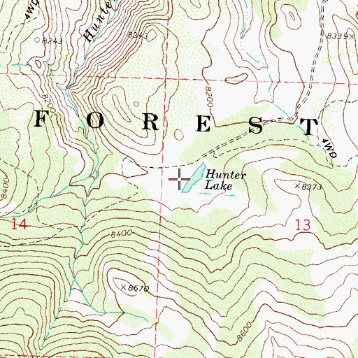 Topographic Map of Hunter Lake, NV