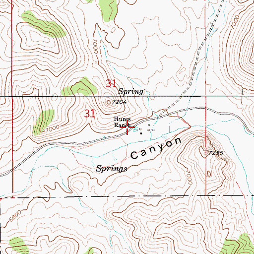 Topographic Map of Hunts Ranch, NV