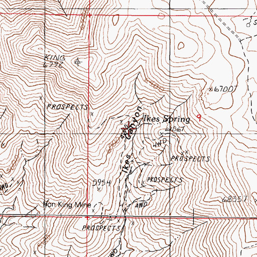 Topographic Map of Ikes Spring, NV