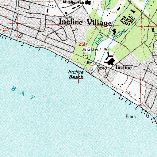 Topographic Map of Incline Beach, NV