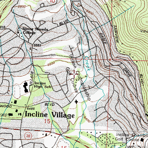 Topographic Map of Incline Golf Course, NV