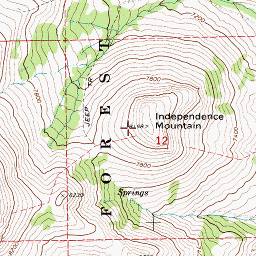 Topographic Map of Independence Mountain, NV