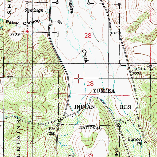 Topographic Map of Indian Creek, NV