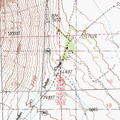 Topographic Map of Indian Creek, NV