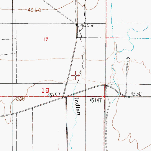 Topographic Map of Indian Creek, NV
