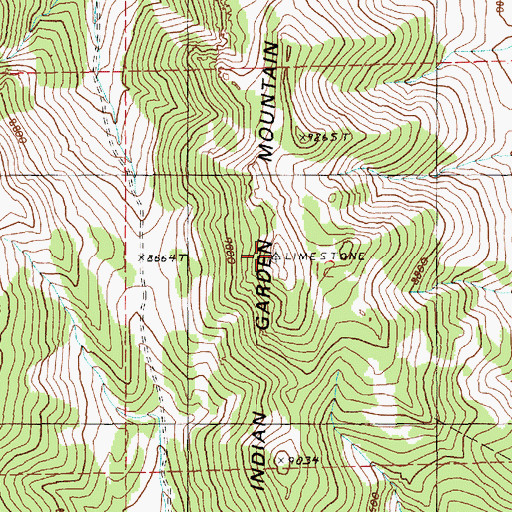 Topographic Map of Indian Garden Mountain, NV