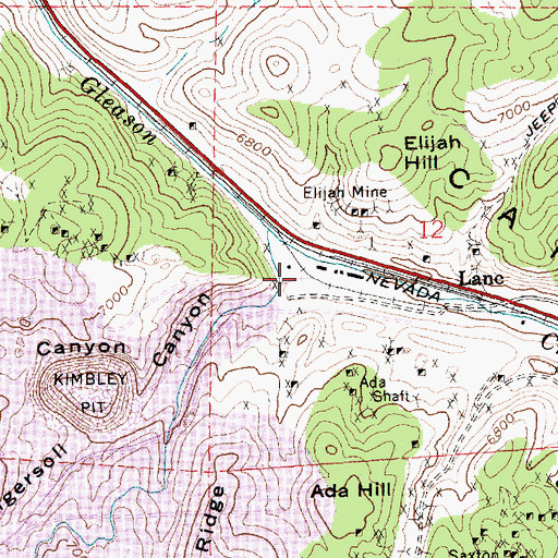 Topographic Map of Ingersol Canyon, NV