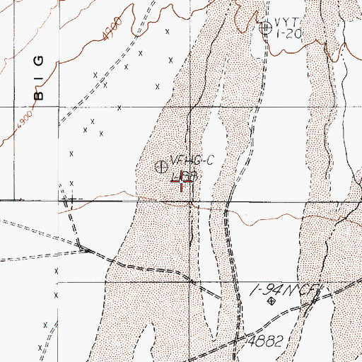 Topographic Map of Ione Wash, NV
