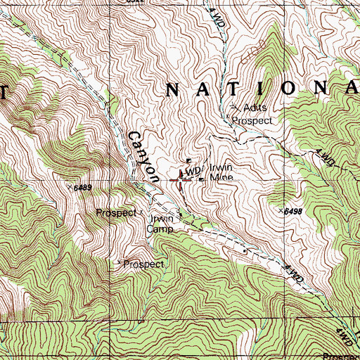 Topographic Map of Irwin Mine, NV