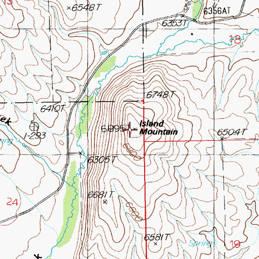 Topographic Map of Island Mountain, NV