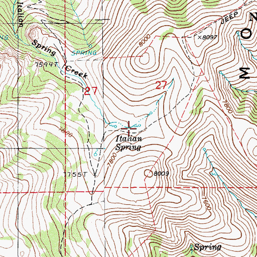 Topographic Map of Italian Spring, NV