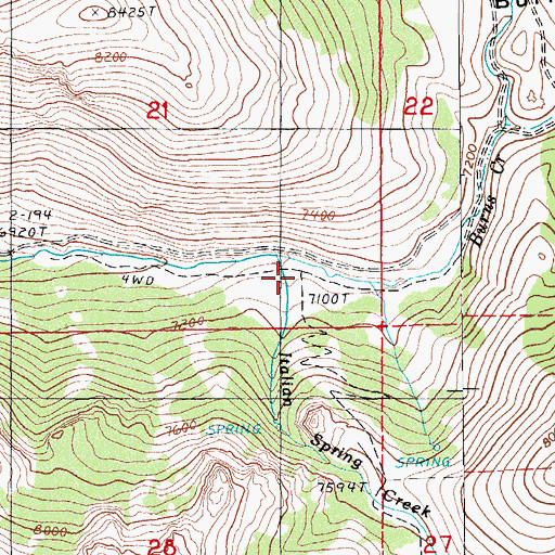 Topographic Map of Italian Spring Creek, NV