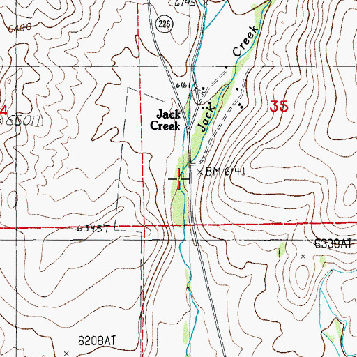 Topographic Map of Jack Creek, NV