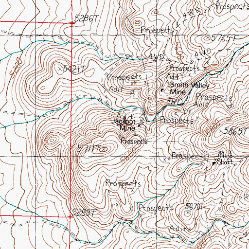 Topographic Map of Jackpot Mine, NV