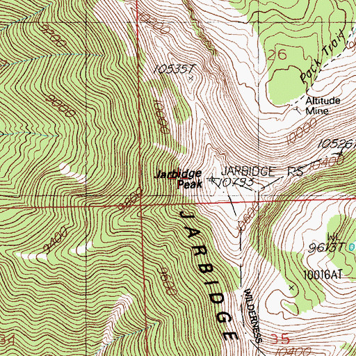 Topographic Map of Jarbidge Peak, NV