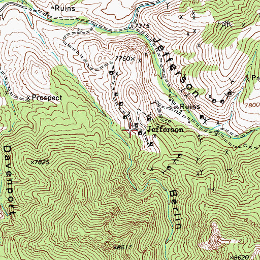 Topographic Map of Jefferson (historical), NV