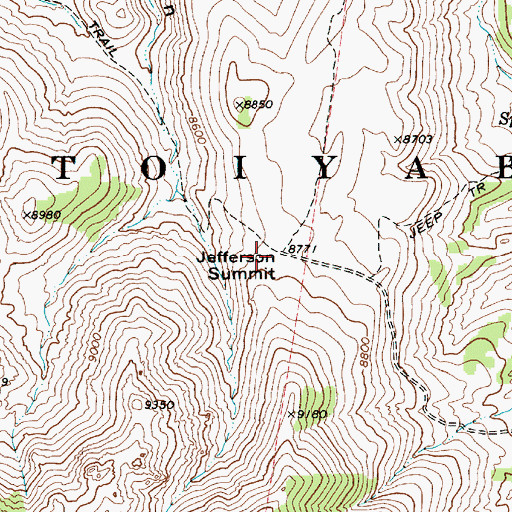 Topographic Map of Jefferson Summit, NV