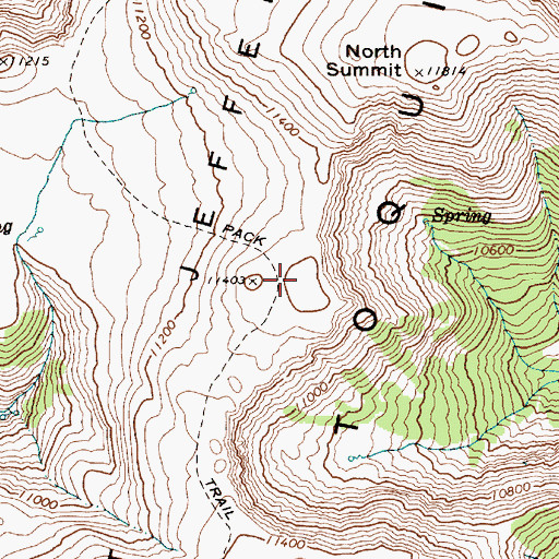 Topographic Map of Mount Jefferson, NV