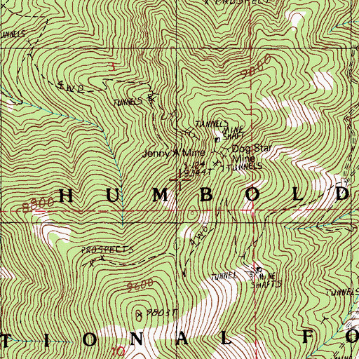 Topographic Map of Jenny A Mine, NV