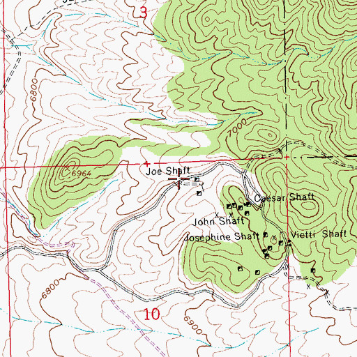 Topographic Map of Joe Shaft, NV