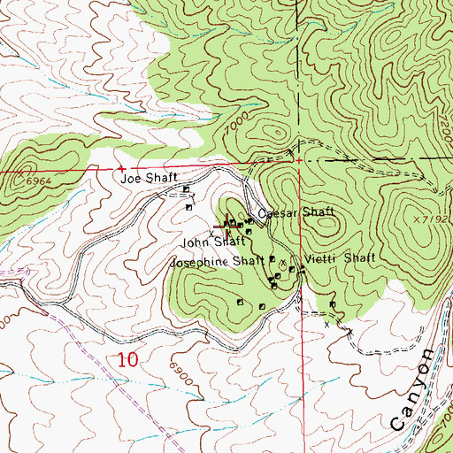 Topographic Map of John Shaft, NV