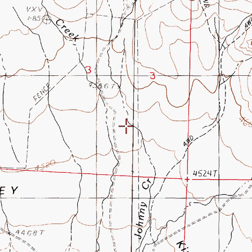 Topographic Map of Johnny Creek, NV