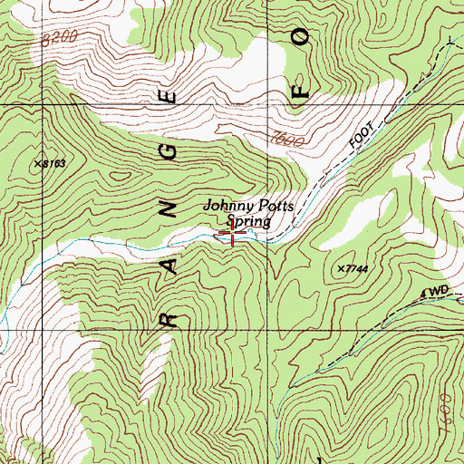 Topographic Map of Johnny Potts Spring, NV