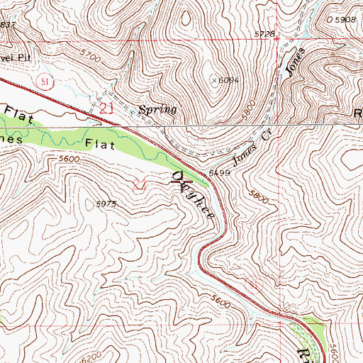 Topographic Map of Jones Creek, NV