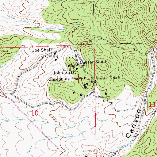 Topographic Map of Josephine Shaft, NV