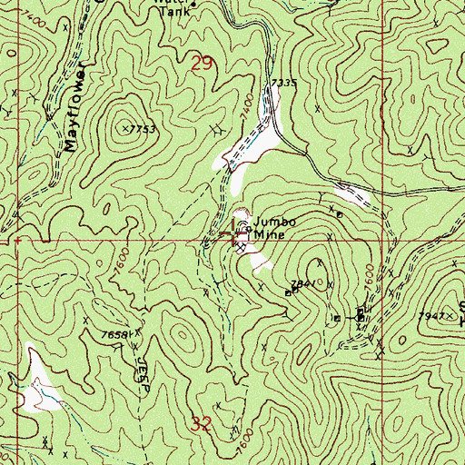 Topographic Map of Jumbo Mine, NV