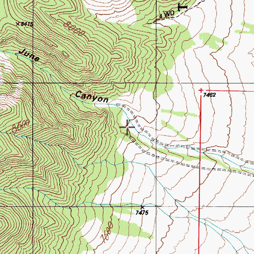Topographic Map of June Canyon, NV
