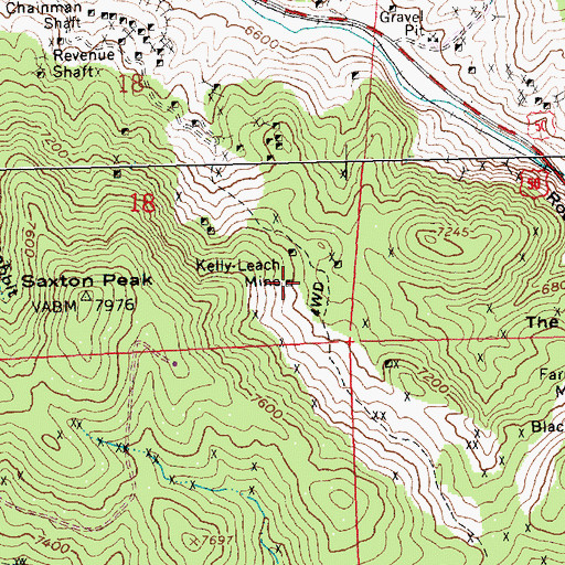 Topographic Map of Kelly-Leach Mine, NV