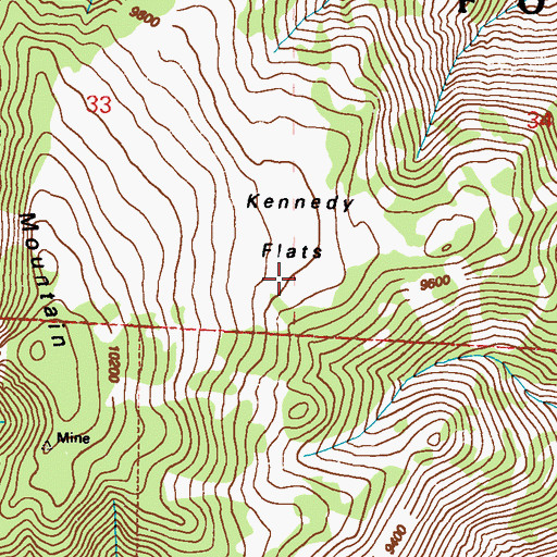 Topographic Map of Kennedy Flats, NV