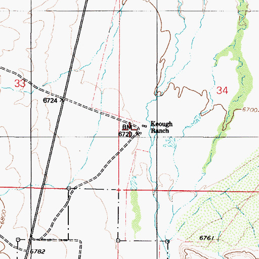 Topographic Map of Keough Ranch, NV