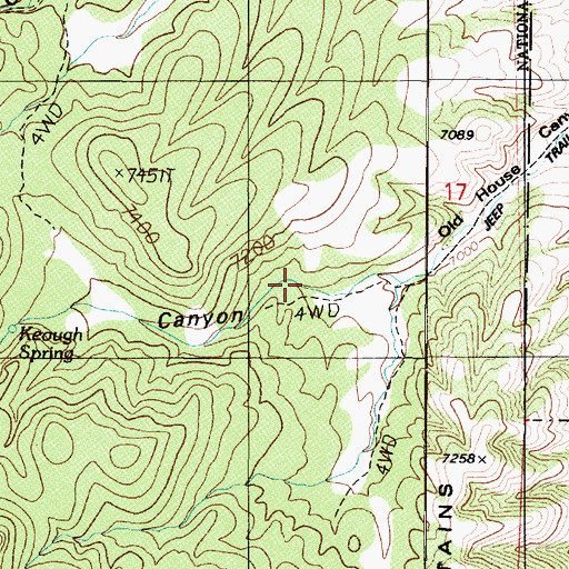 Topographic Map of Keough Spring, NV