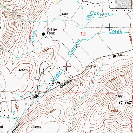 Topographic Map of Kings Canyon, NV