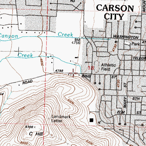 Topographic Map of Kings Canyon Creek, NV