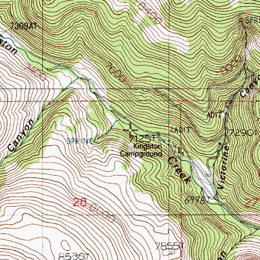 Topographic Map of Kingston Campground, NV