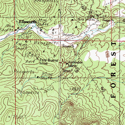Topographic Map of Kohinoor Mine, NV