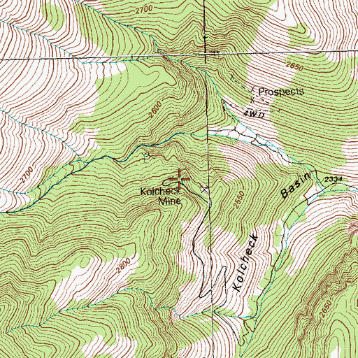 Topographic Map of Kolcheck Mine, NV