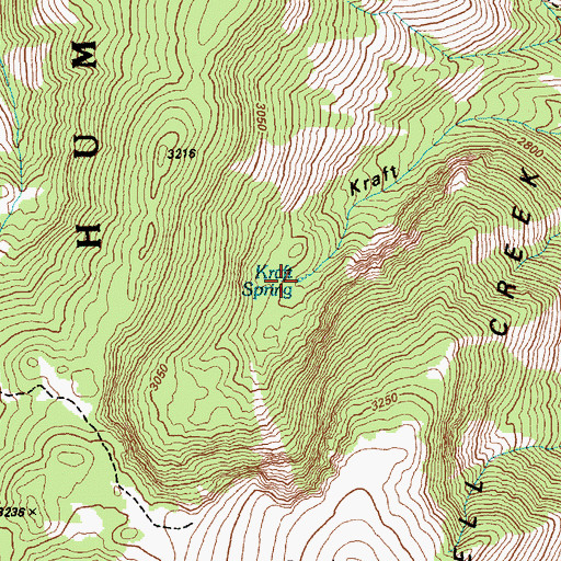 Topographic Map of Kraft Spring, NV