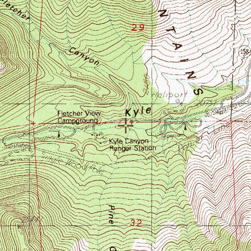 Topographic Map of Kyle Canyon Ranger Station, NV