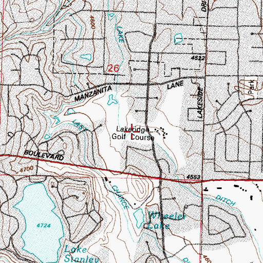 Topographic Map of Lakeridge Golf Course, NV