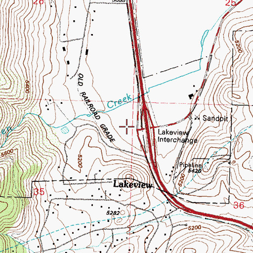 Topographic Map of Lakeview Interchange, NV