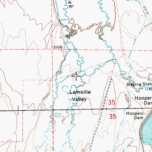 Topographic Map of Lamoille Valley, NV