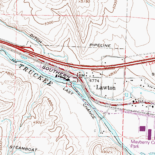 Topographic Map of Lawton, NV