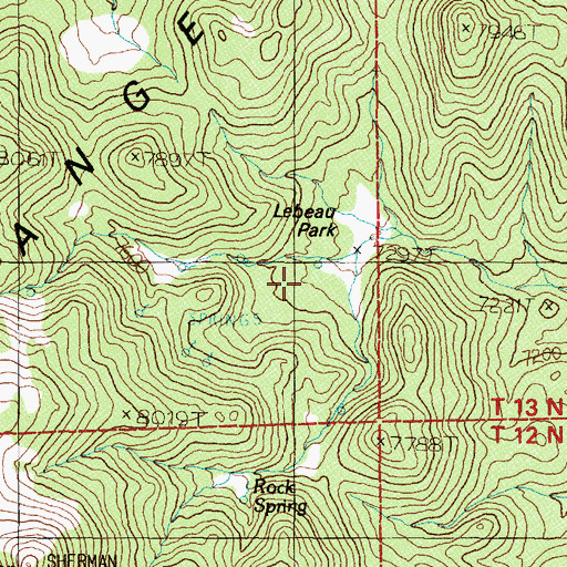 Topographic Map of Lebeau Park, NV