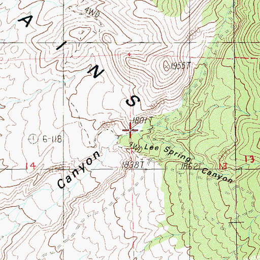 Topographic Map of Lee Spring Canyon, NV